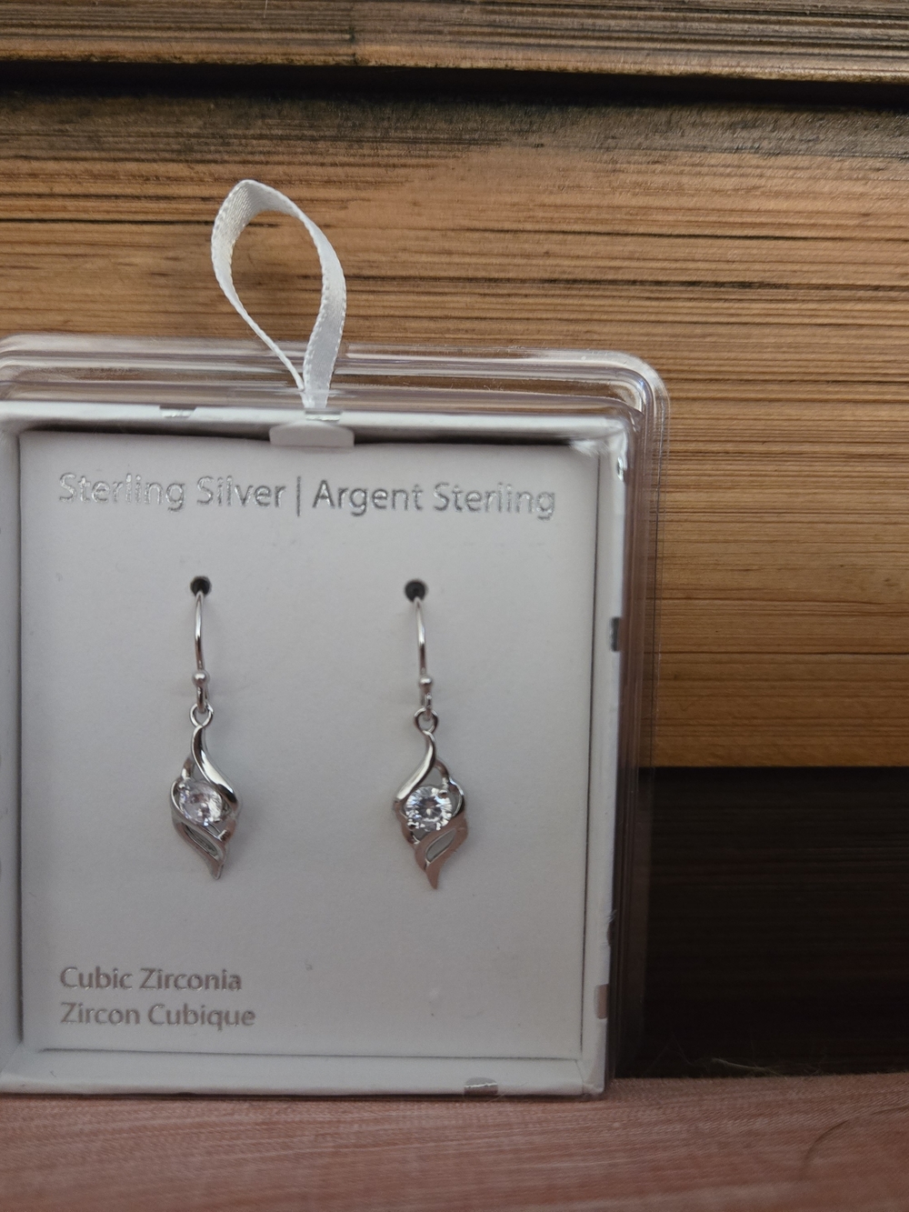 Sterling Silver Cubic Zirconia Drop Earrings - Silver
